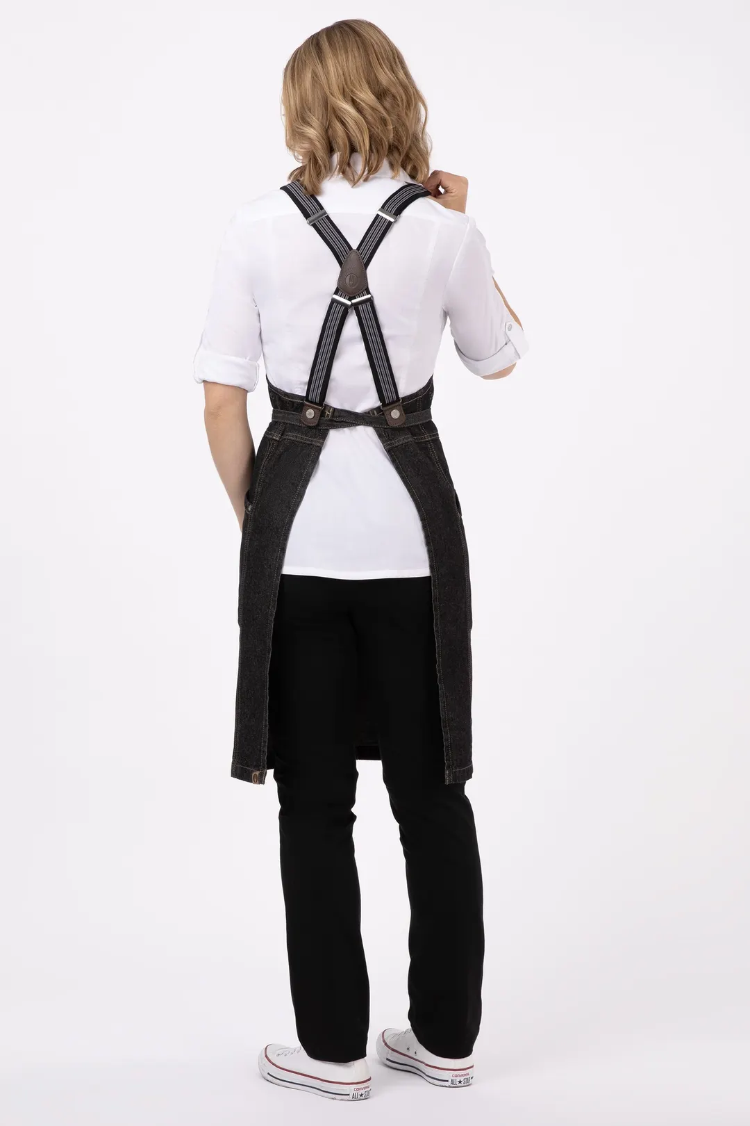 Chef Works ABS01S-BLK-0 Unisex Denim Bib Apron, 31"L x 32"W, Black, 100% Cotton