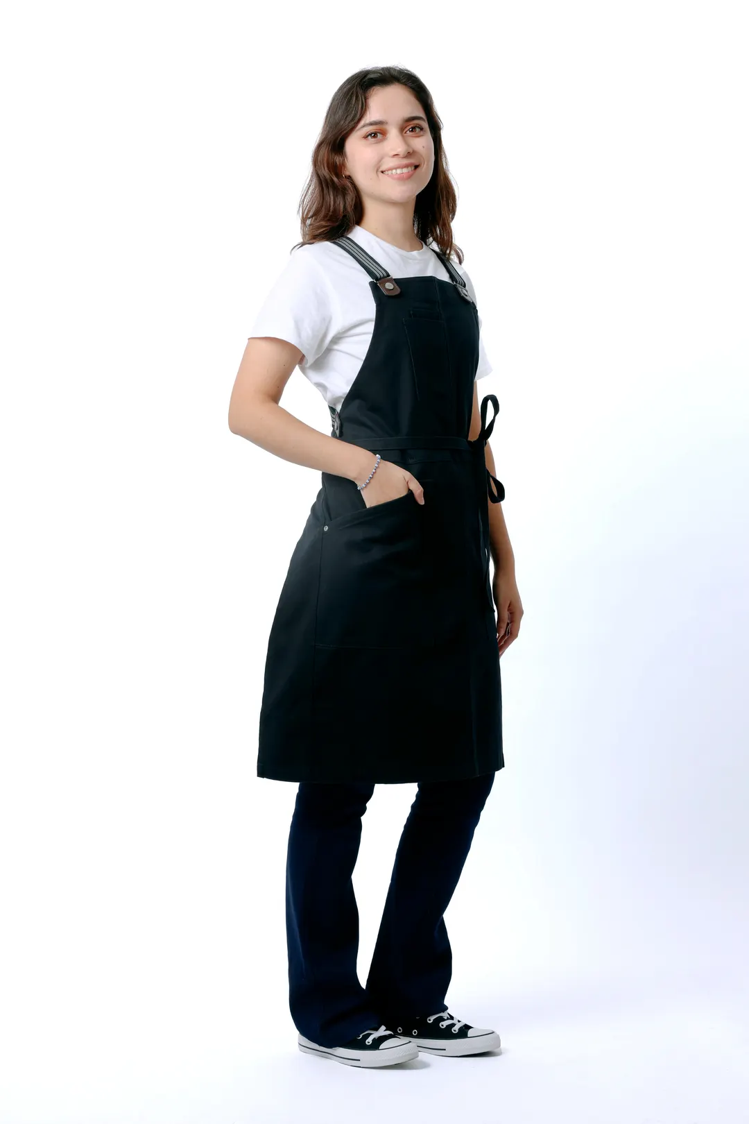 Chef Works ABS01S-JBK-0 Unisex Cook Shirt, Jet Black, 100% Cotton Denim, 8.3 oz, Chest & Hip Pockets