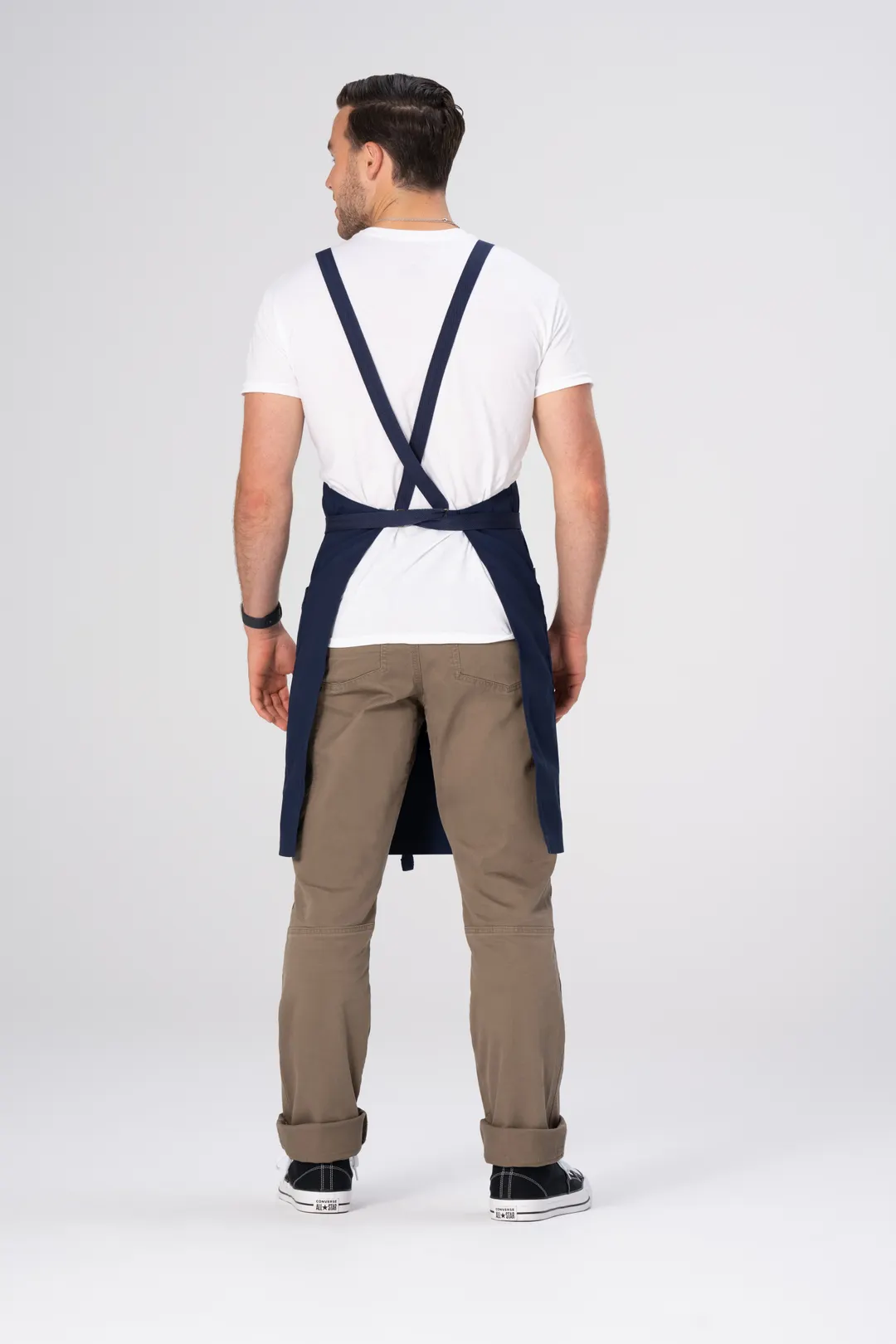 Chef Works ABS04-DNA-0 Bib Apron, Navy, Adjustable Strap, 2 Pockets, PolyCotton, 31"L x 32"W