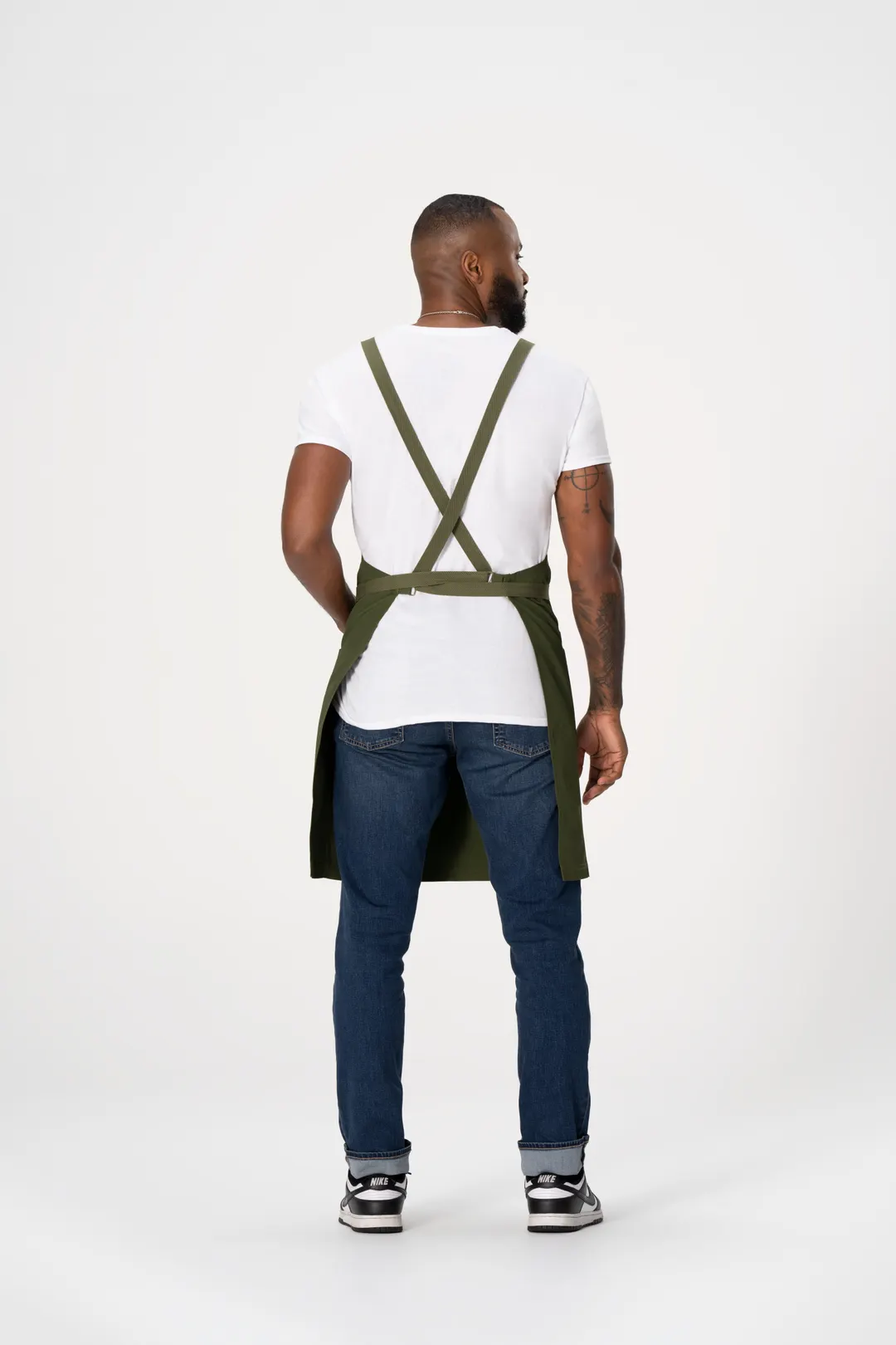 Chef Works ABS04-MIL-0 Bib Apron, Mil Green, 31"L x 32"W, Neck Strap, Hip Pockets, Poly/Cotton