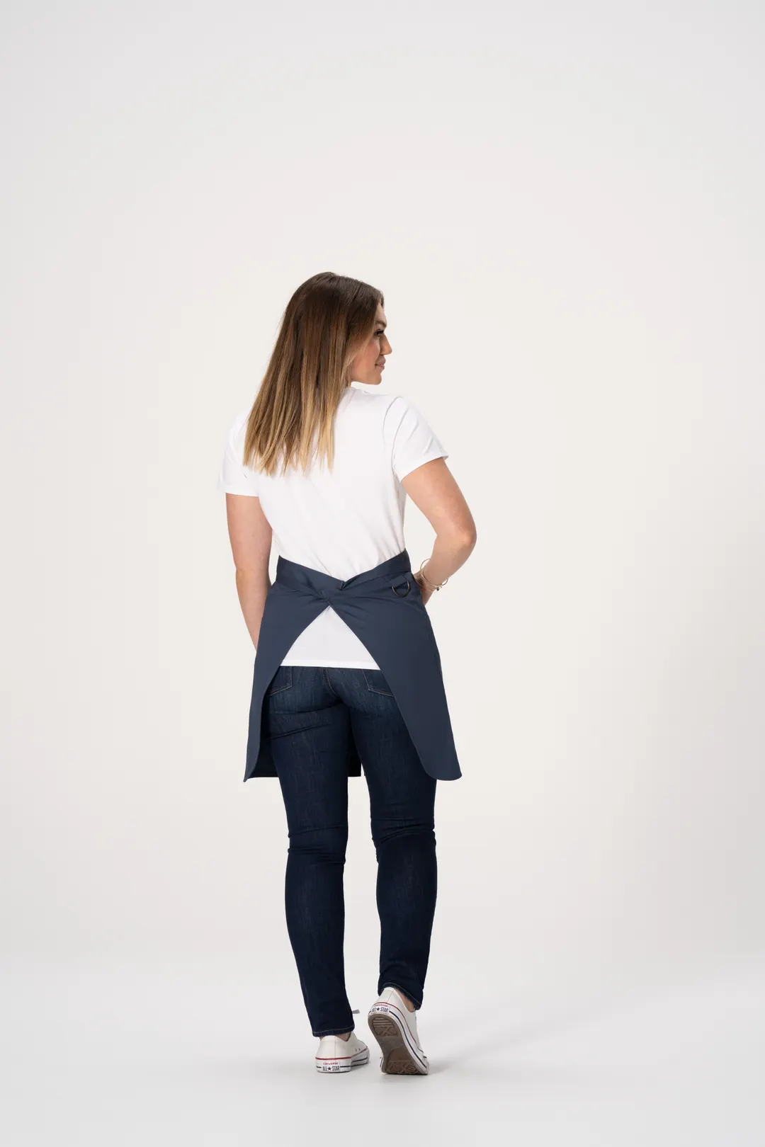 Chef Works AHN09-BLU-0 Brio Half Bistro Waist Apron, 20"L X 30"W, Poly/Cotton, Blue - 1/Case