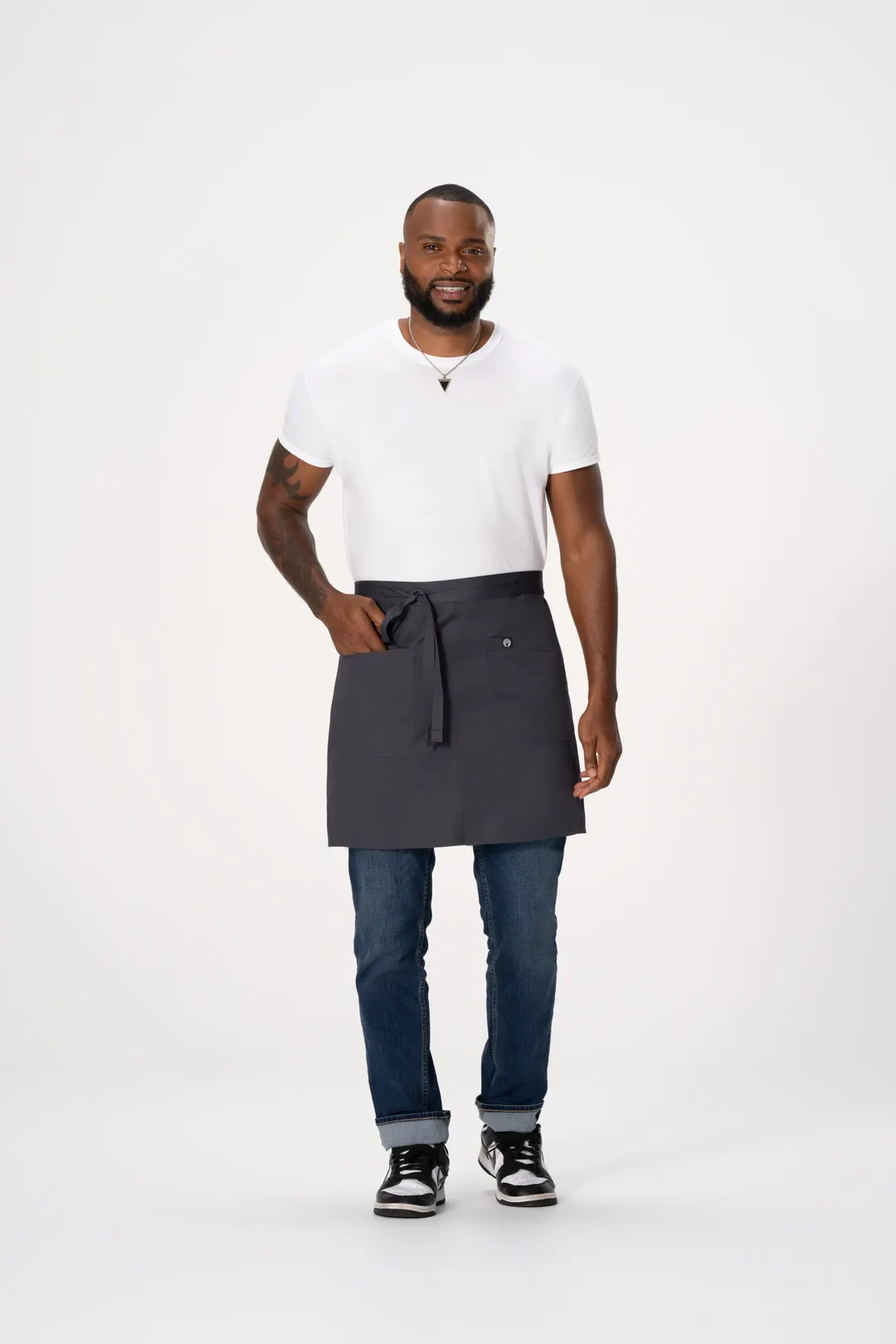 Chef Works AHN09-CHR-0 Brio Half Bistro Apron, 20"L x 30"W, Unisex, Charcoal, Poly/Cotton