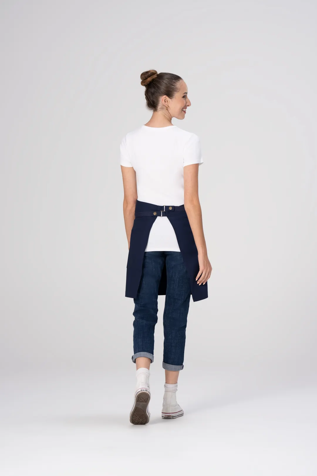 Chef Works AHS02-DNA-0 Waist Apron, Dark Navy, Detachable Straps, Polyester/Cotton, 17"-19"x30"-35"