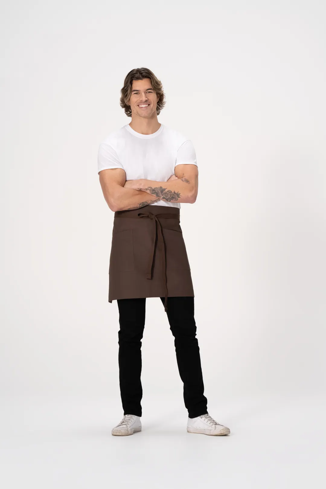 Chef Works AHS02-ESP-0 Lockharte Apron, Espresso, 17"-19" x 30"-35", 80% Poly/Cotton, 1 Pocket