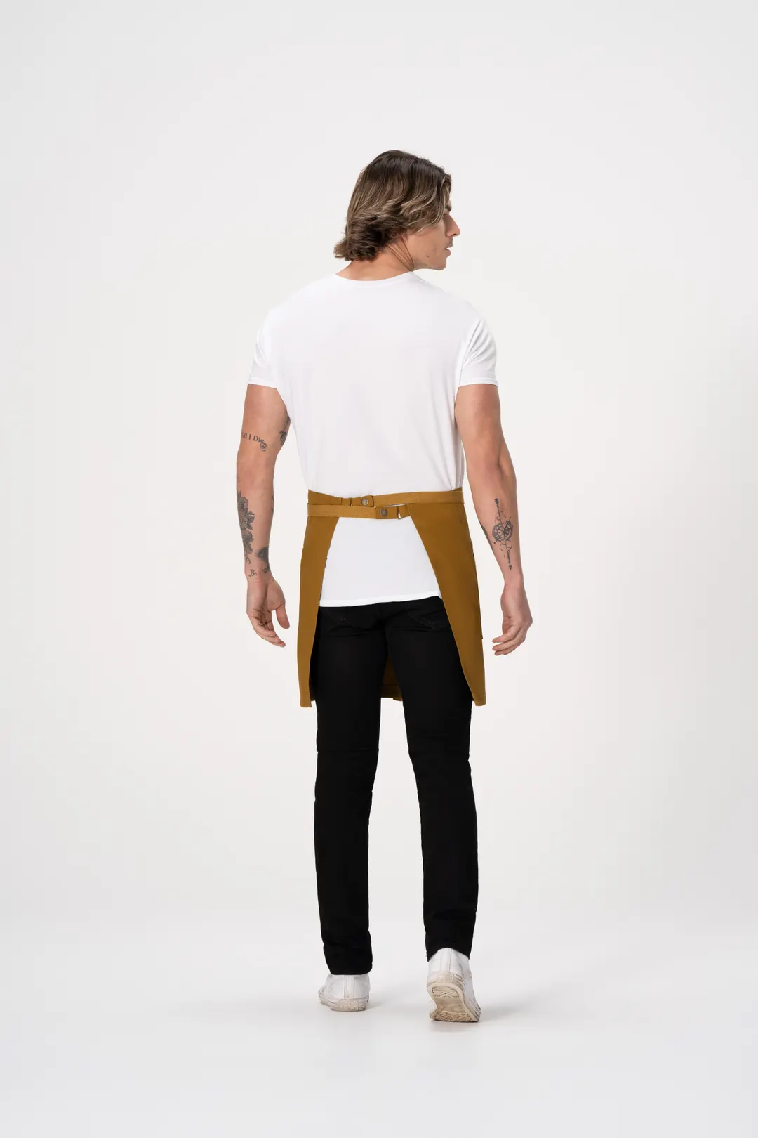 Chef Works AHS02-MUS-0 Waist Apron, Mustard, 17"-19" x 30"-35", Snap Straps, 80% Recyc Poly/Cotton
