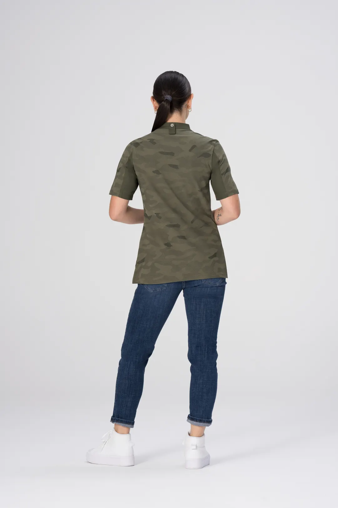 Chef Works CBN02W-OLI-XS Women's Mojave Short Sleeve Chef Coat, Olive, XS, Poly/Cotton