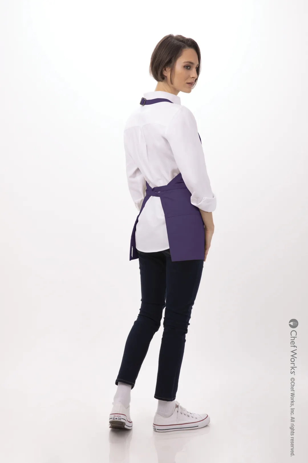 Chef Works F10 -PUR-0 Bib Apron, 24" x 27.5", Purple, 3 Pockets, Neck Strap, 65% Poly/35% Cotton