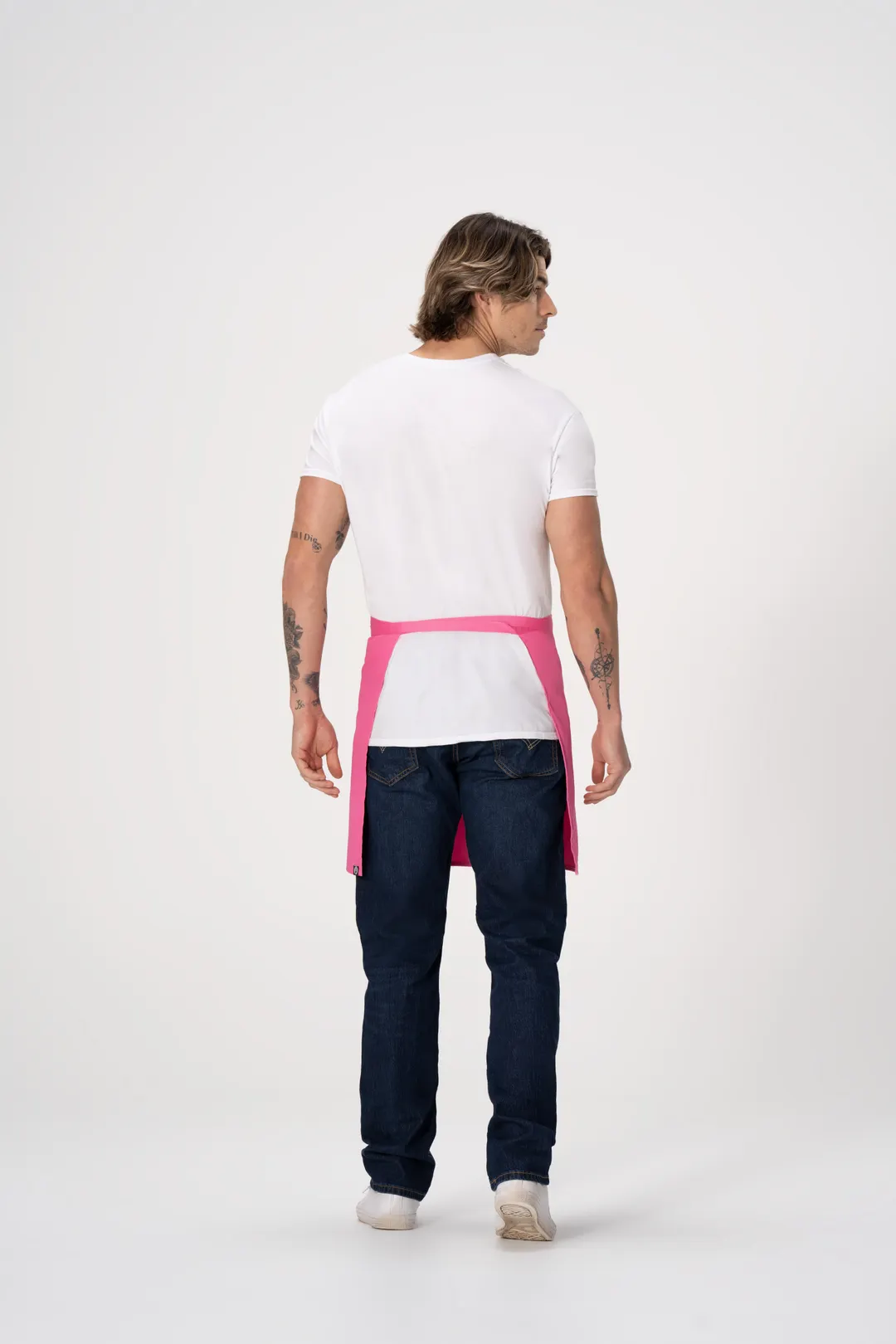 Chef Works F28-HOT-0 Half Bistro Waist Apron, 19"L x 27.5"W, Poly/Cotton, Hot Pink, 1 Pocket - 1/Box