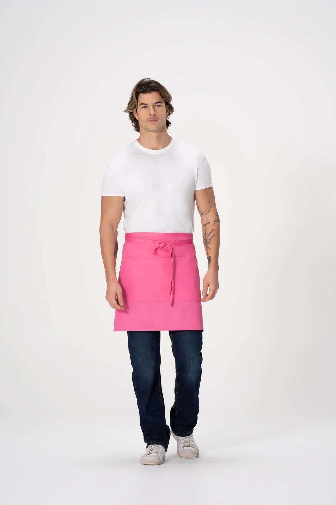 Chef Works F28-HOT-0 Half Bistro Waist Apron, 19"L x 27.5"W, Poly/Cotton, Hot Pink, 1 Pocket - 1/Box
