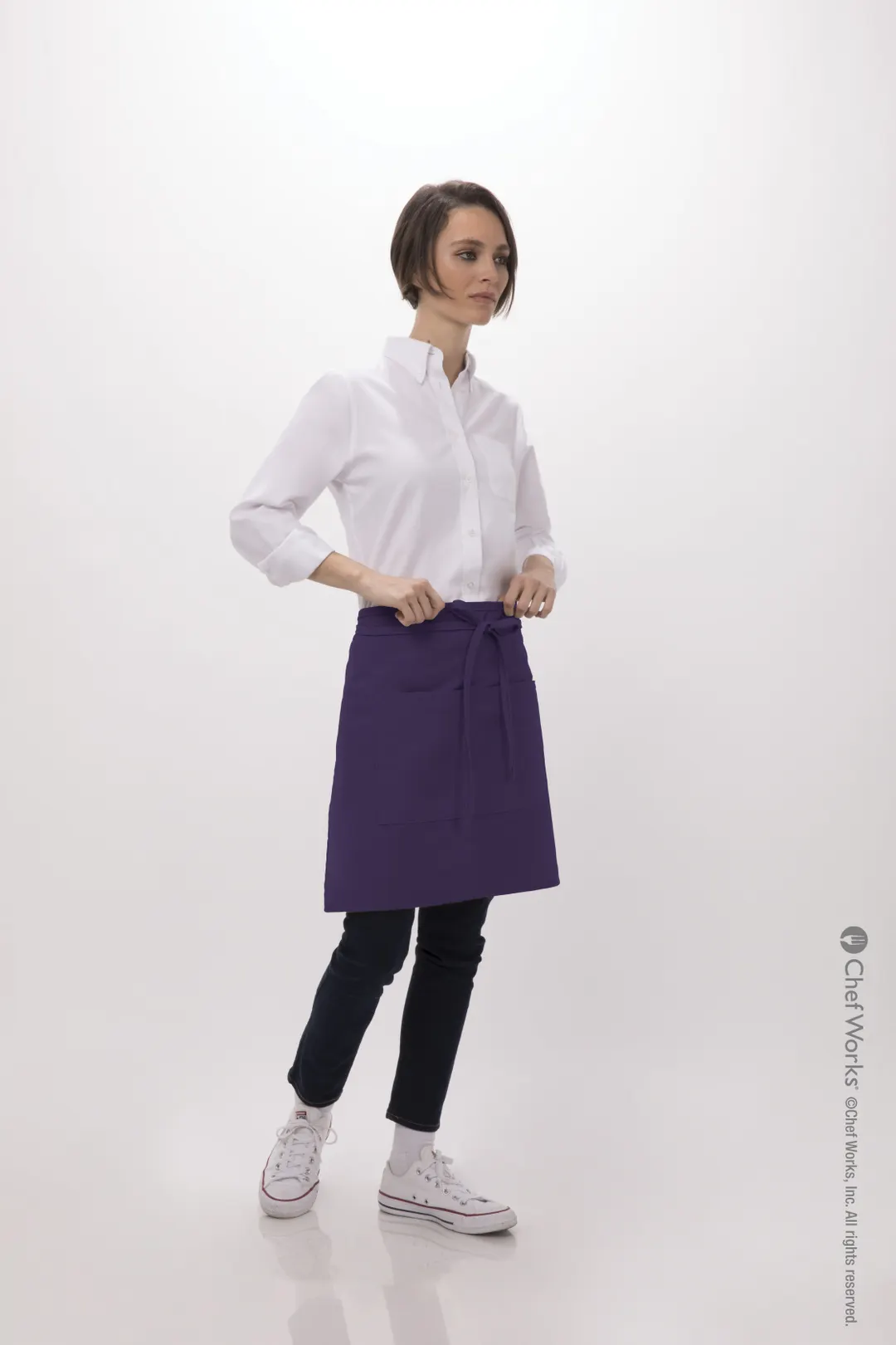 Chef Works F28 -PUR-0 Waist Apron, 19" L x 27.5" W, Purple, 1 Pocket, 65% Polyester 35% Cotton