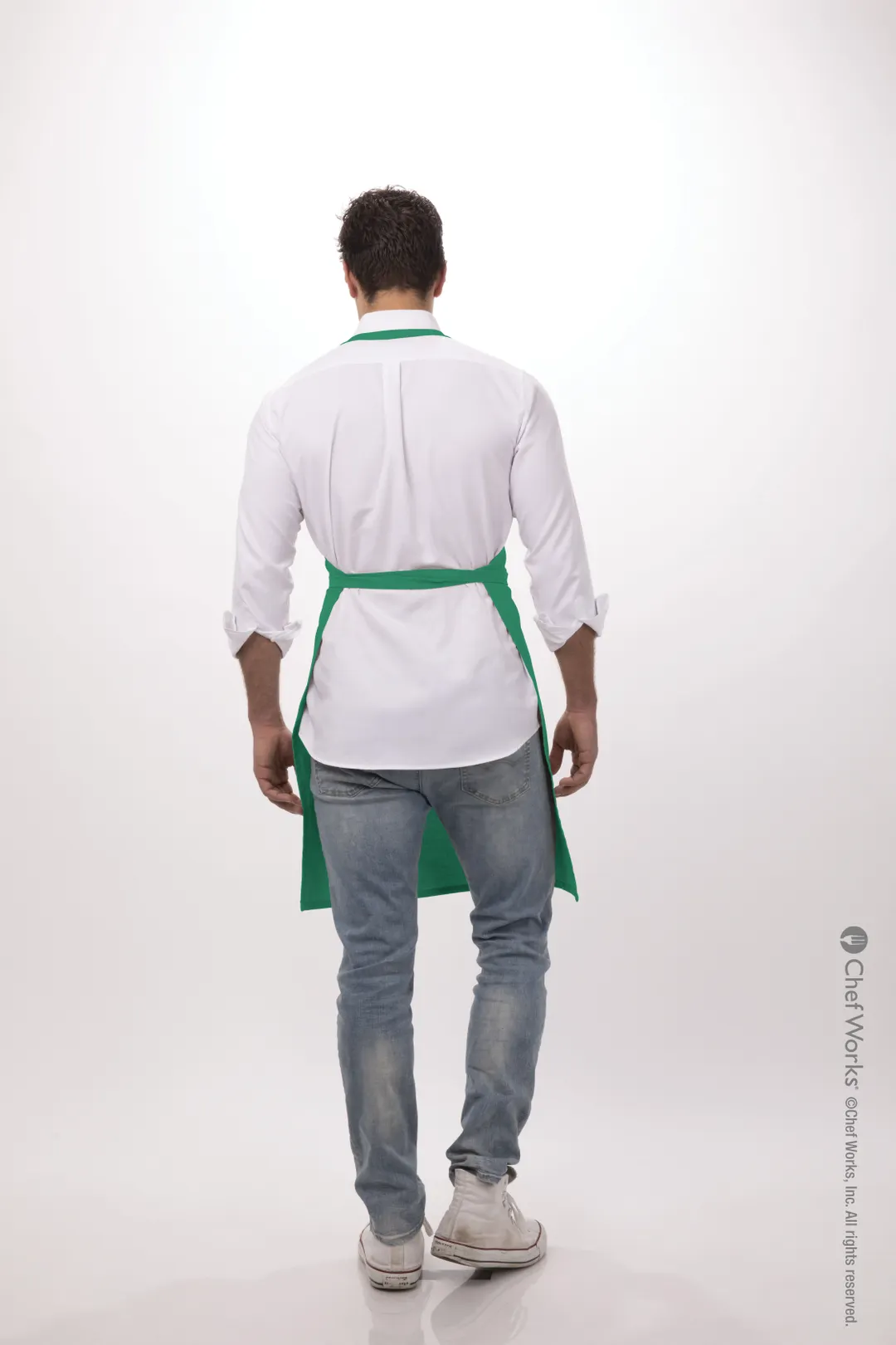 Chef Works F8-KEL-0 Bib Apron, 34"L x 24"W, Adjustable Neck, 1 Pocket, Poly/Cotton Blend, Kelly Green