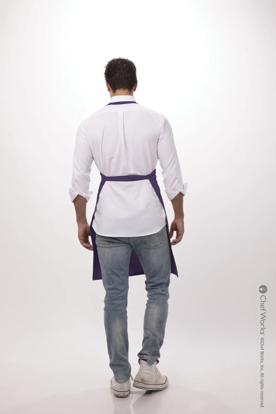 Chef Works F8-PUR-0 Bib Apron, 34"L x 24"W, Adjustable Neck Strap, 1 Pocket, Purple Poly/Cotton