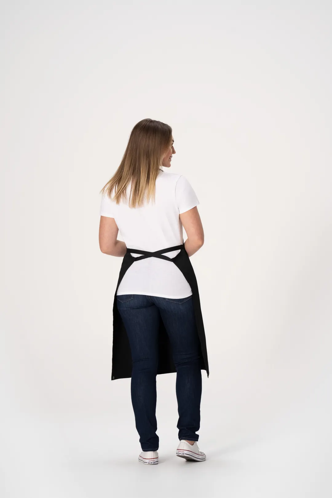 Chef Works F8WS-BLK-0 Bib Apron, Unisex, 35" Length, Black, Poly/Cotton, 1 Patch Pocket