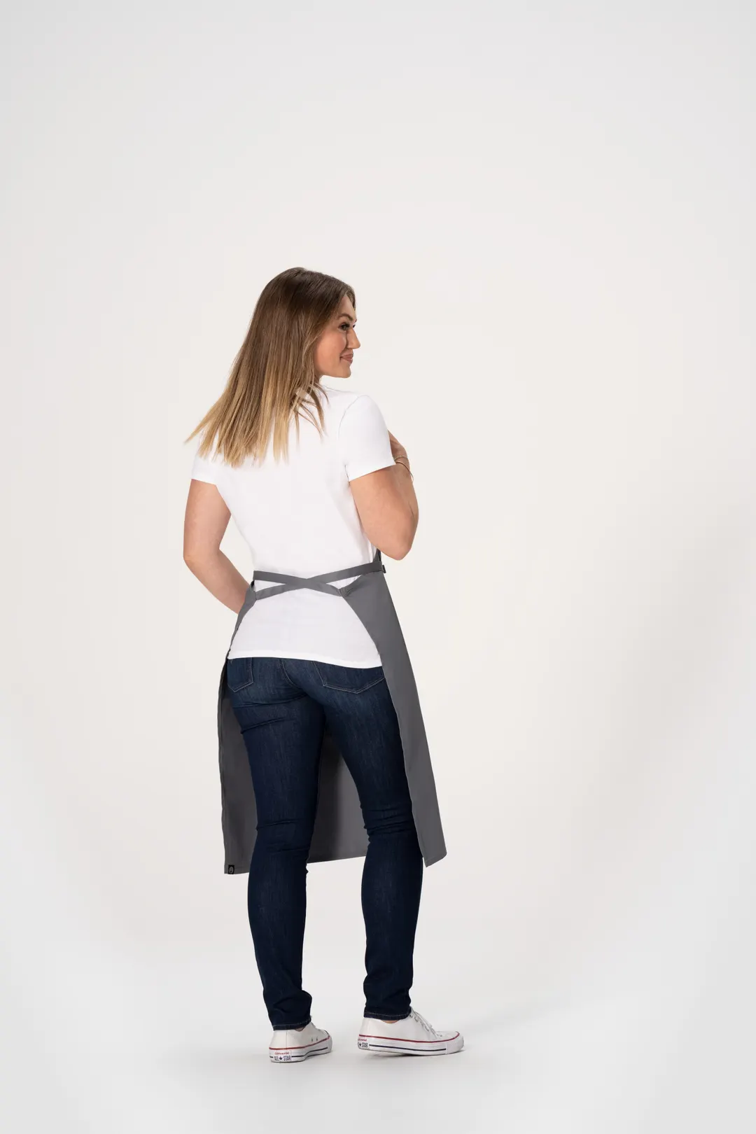 Chef Works F8WS-GRY-0 Bib Apron, Unisex, 35" Length, Grey, Poly/Cotton, 1 Patch Pocket