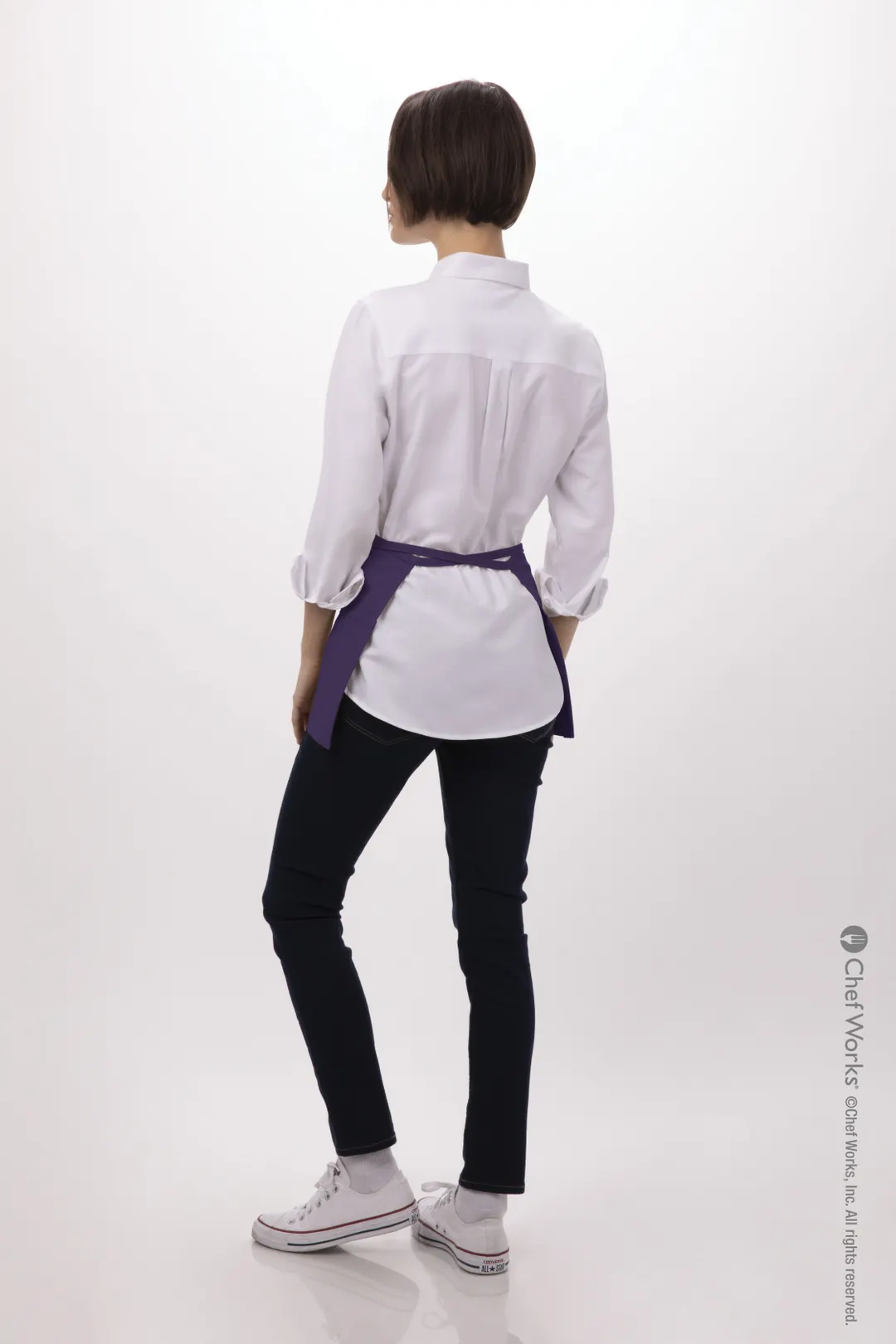 Chef Works F9 -PUR-0 Waist Apron, 12"L x 23"W, 3-Pocket, Purple, 65% Polyester 35% Cotton