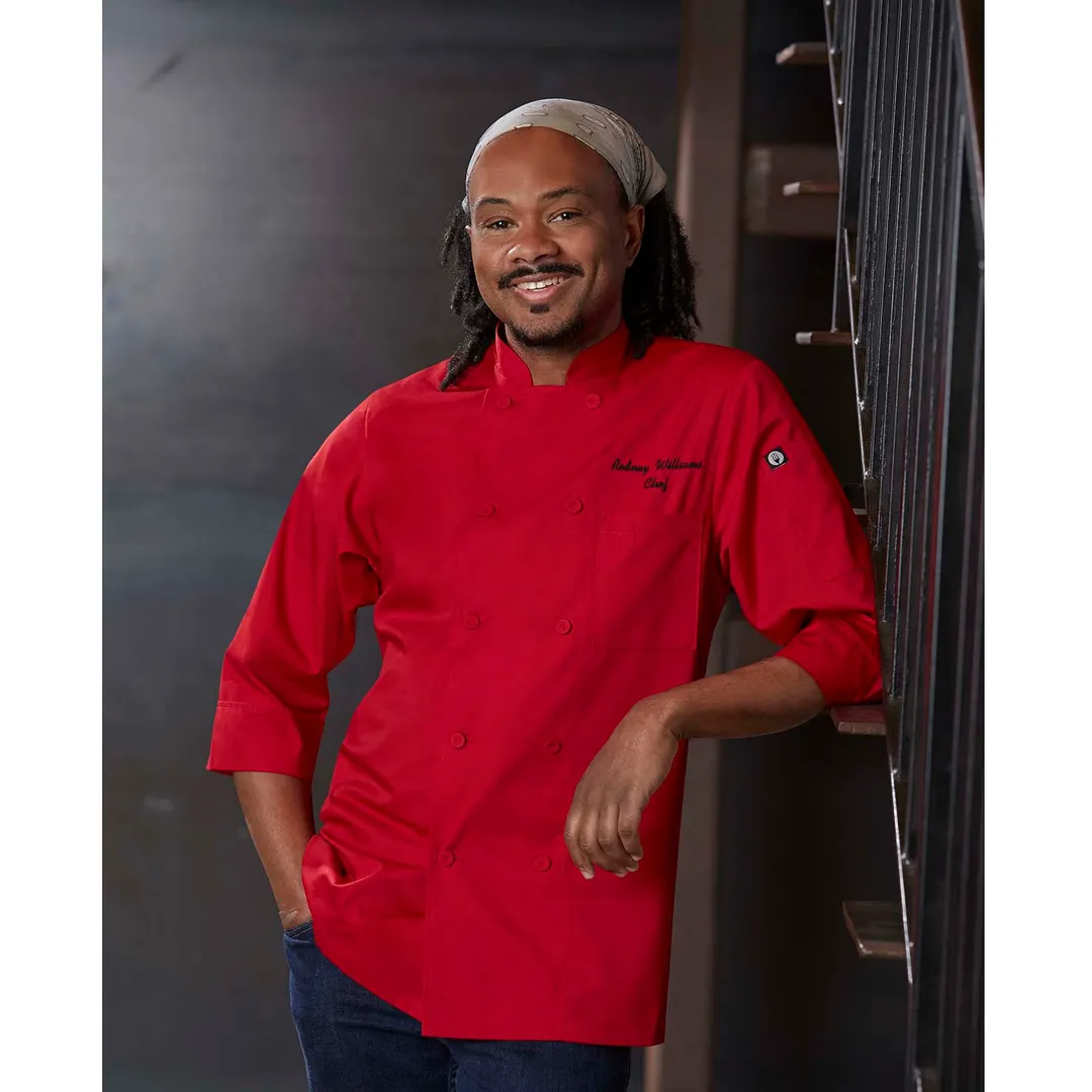 Chef Works JLCL-WHT-4XL Morocco Chef Coat, Men's, 4XLarge, White, 65% Polyester 35% Cotton
