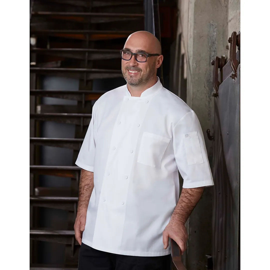 Chef Works JLCV-WHT-XXS Cool Vent Chef Coat, Short‑Sleeve, White, XXS, Polyester/Cotton
