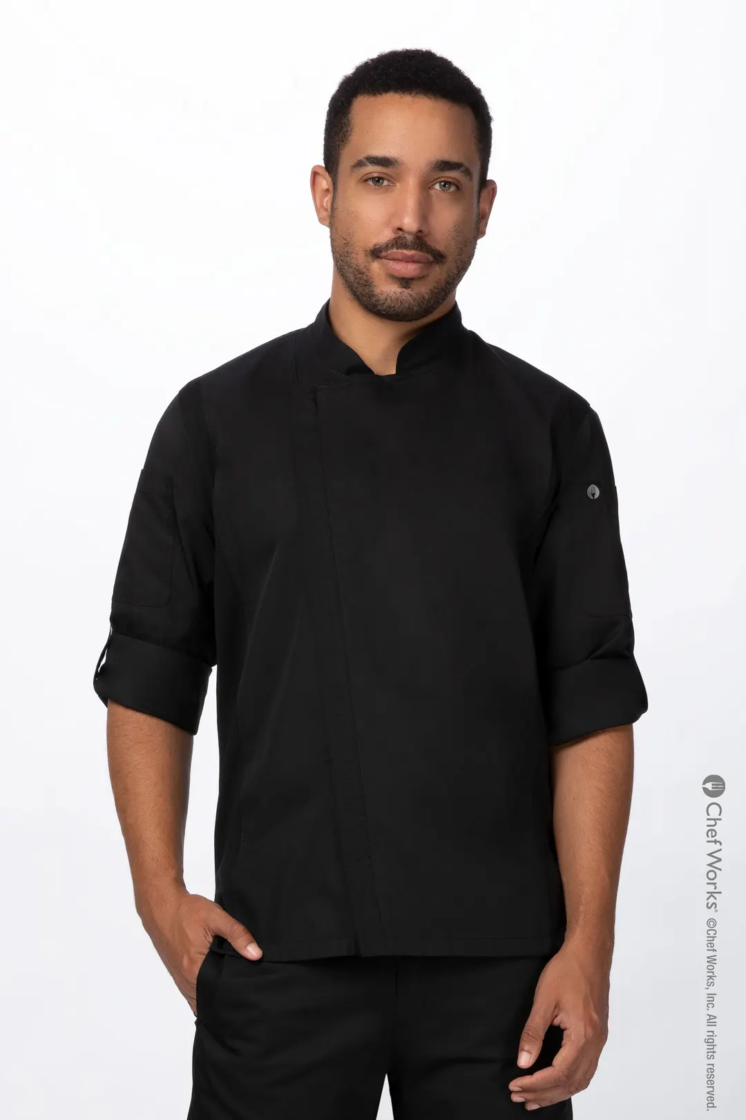 Chef Works REBCLZ-BLK-3XL Hartford Chef Coat, 3XLarge, Black, Poly/Cotton