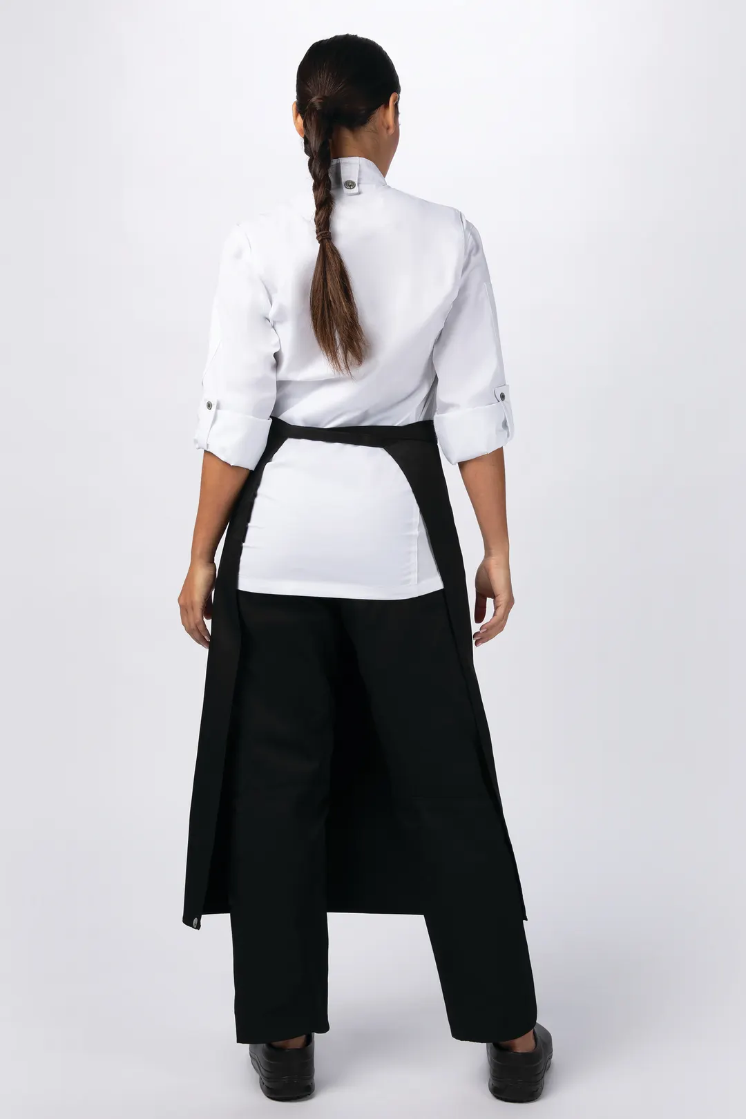 Chef Works REF24-BLK-0 - 32"L X 27.5"W Black Poly/Cotton Waist Apron - 1/Case