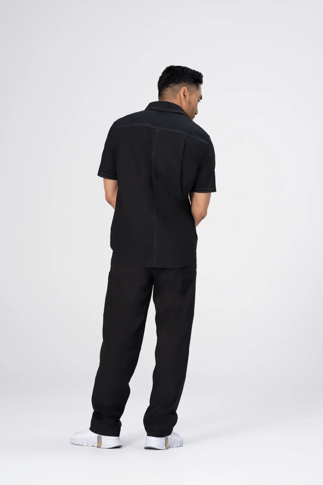 Chef Works SHC11-BLK-L Cody Zip Work Shirt, Black L, Poly/Cotton/Elastane, Short Sleeve, Chest Pocket