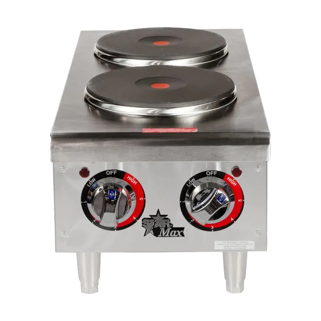 Star 502FF 12" Electric Countertop Hotplate w/ (2) Solid Burners & Infinite Controls - 208/240v
