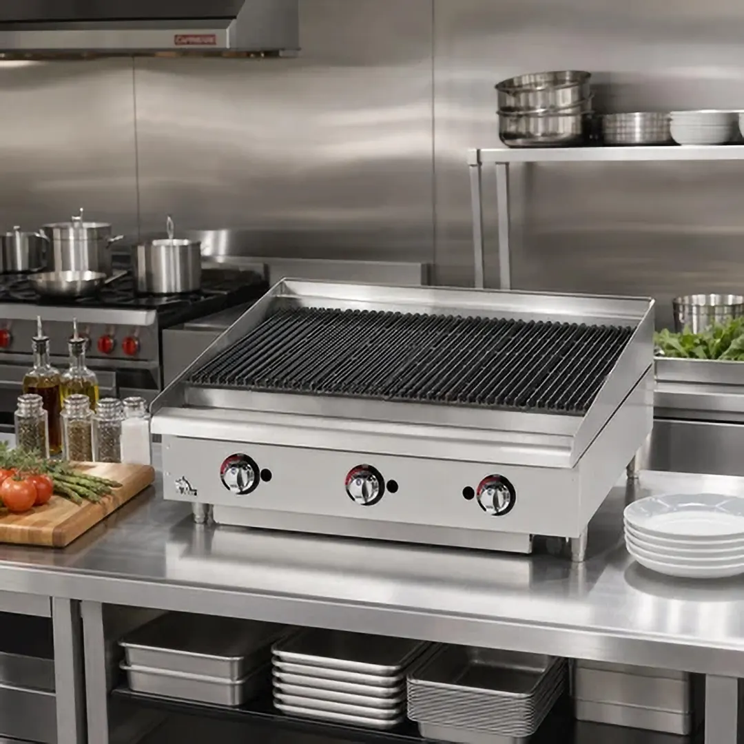 Star 6036CBF Star-Max® 36" Countertop Gas Lava Rock Charbroiler with (3) Burners, 120.000 BTU