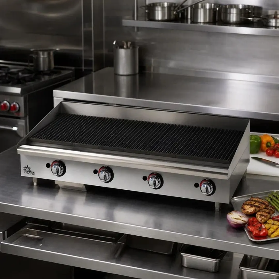 Star 6048CBF Star-Max® 48" Countertop Gas Lava Rock Charbroiler with (4) Burners, 160.000 BTU