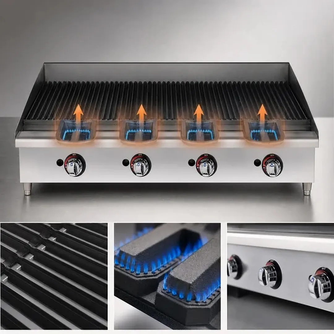 Star 6048CBF Star-Max® 48" Countertop Gas Lava Rock Charbroiler with (4) Burners, 160.000 BTU