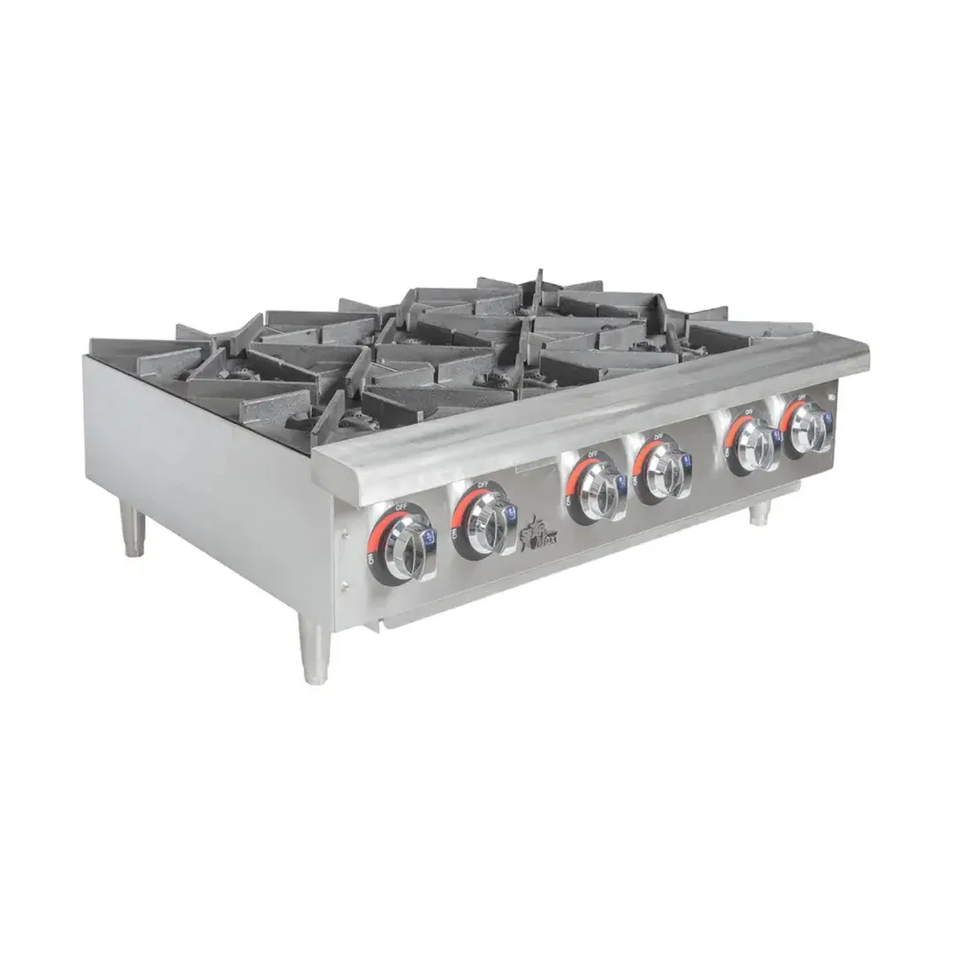 Star 606HF Star-Max 36" Countertop Gas Hotplate with (6) Burners & Manual Controls, 150.000 BTU
