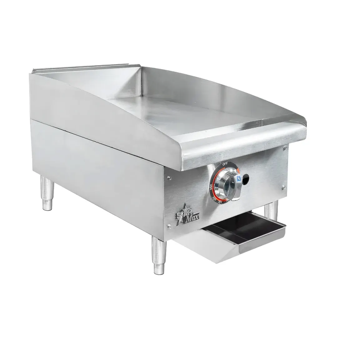 Star 615TF 15" Star-Max Countertop Thermostatic Gas Griddle, 1" Steel Plate - 28.300 BTU