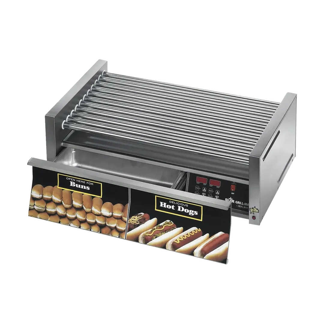 Star 75SCBDE Grill-Max® Hot Dog Grill, 75 Dogs & 48 Buns, Duratec Rollers, Electronic Control