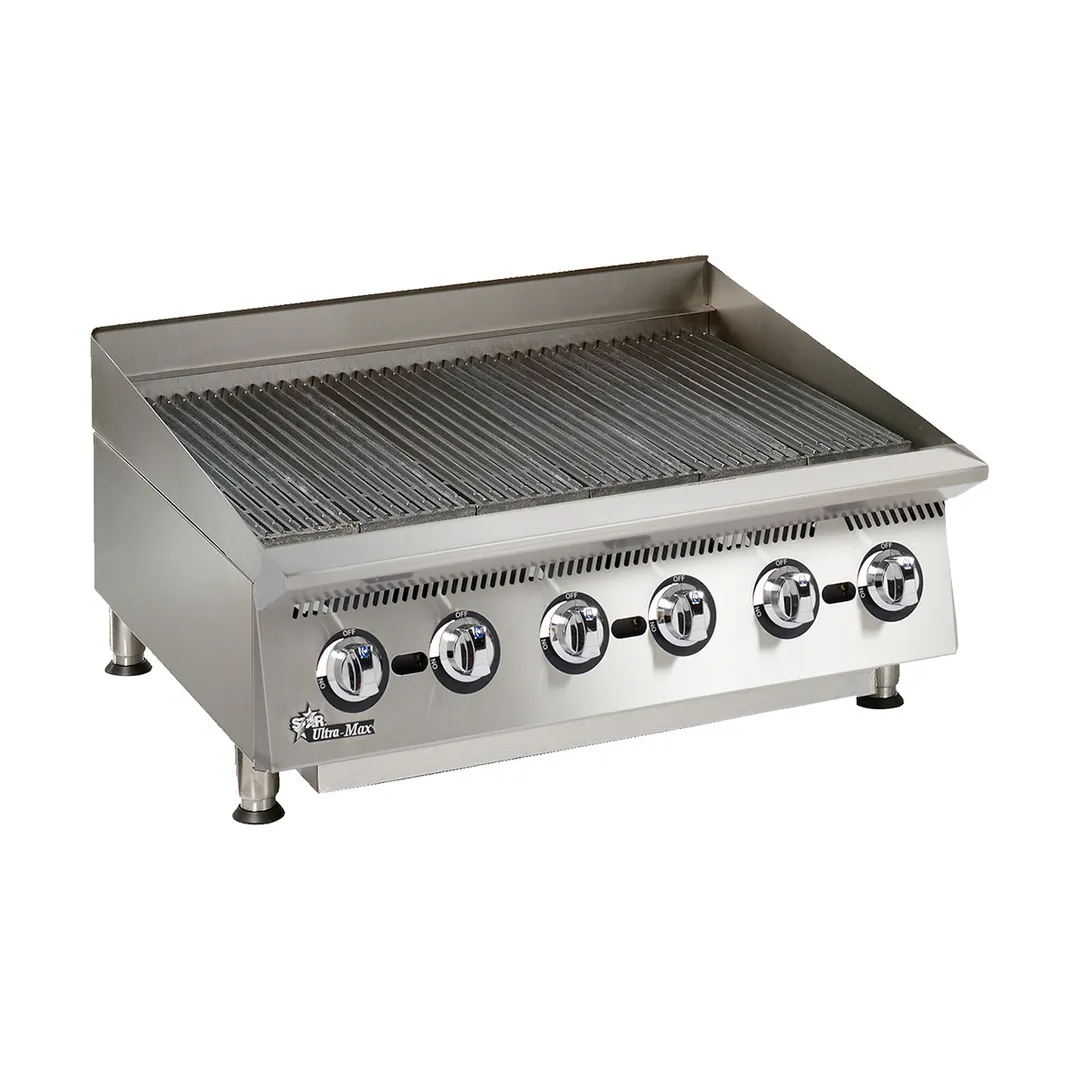 Star 8036CBB Ultra-Max® 36" Countertop Gas Lava Rock Charbroiler with (6) Burners, 120.000 BTU
