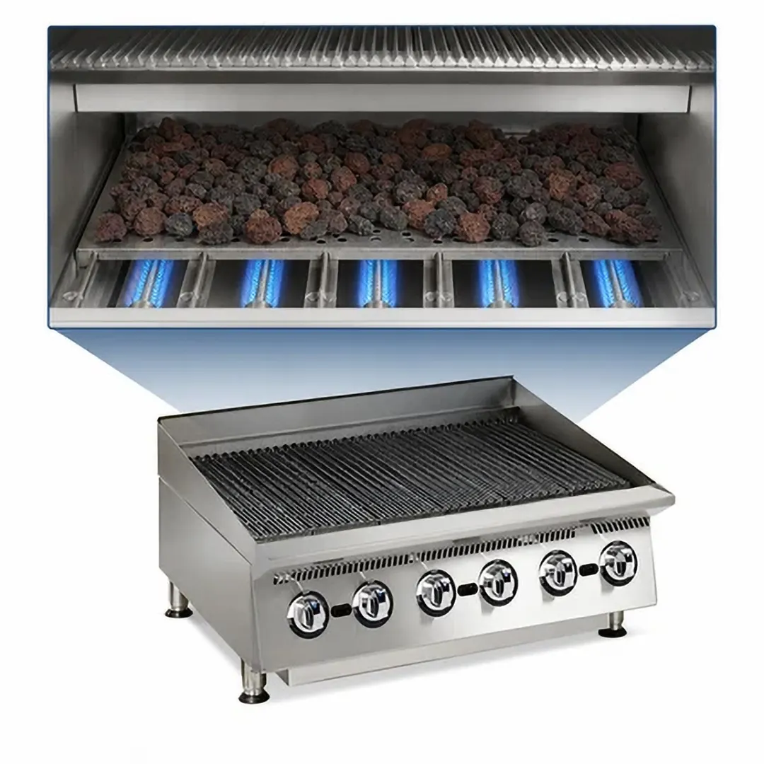 Star 8036CBB Ultra-Max® 36" Countertop Gas Lava Rock Charbroiler with (6) Burners, 120.000 BTU