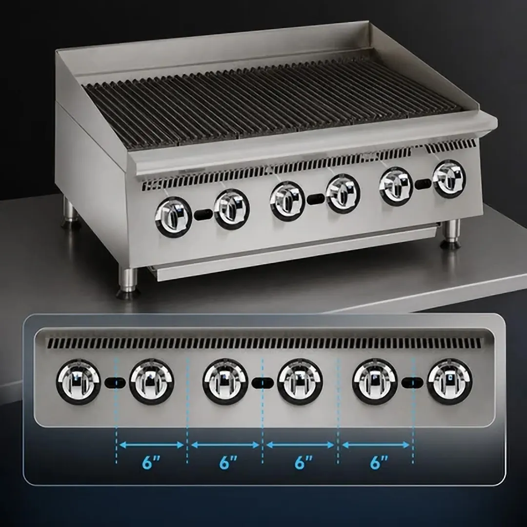 Star 8036CBB Ultra-Max® 36" Countertop Gas Lava Rock Charbroiler with (6) Burners, 120.000 BTU