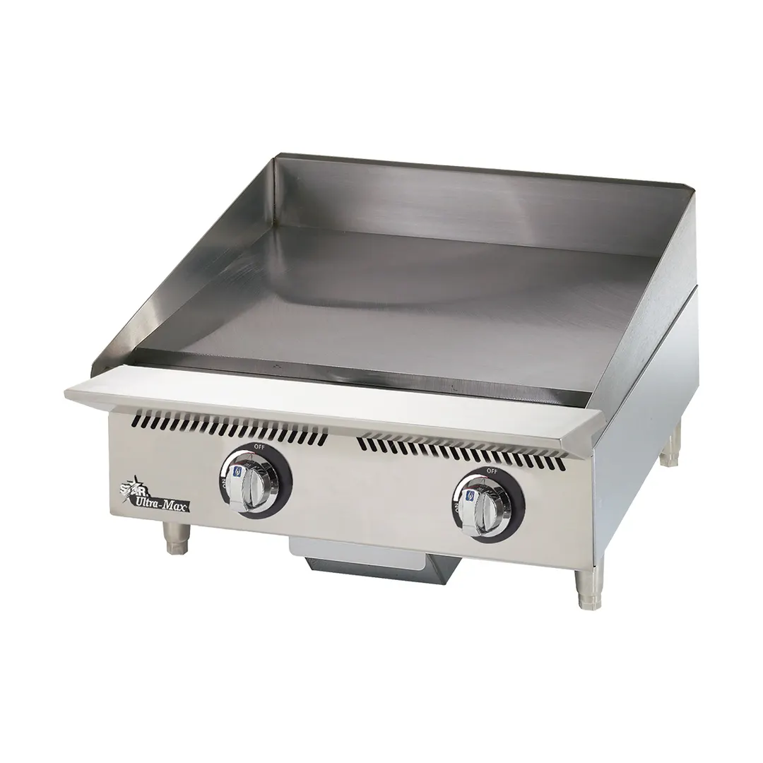 Star 824MA Countertop Manual Gas Griddle with 1" Steel Plate - 24" x 24" Deep - 60.000 BTU