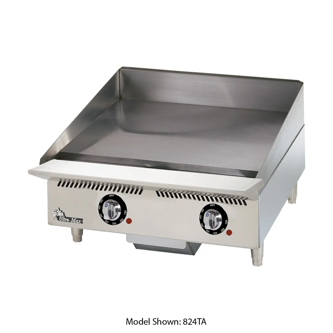 Star 824TCHSA 24" Countertop Gas Griddle with Snap-Action Thermostat, 1" Chrome Plate - 60.000 BTU