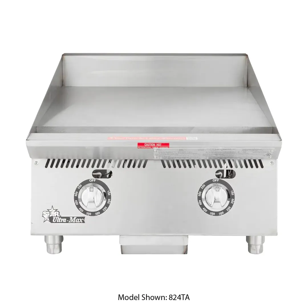 Star 824TCHSA 24" Countertop Gas Griddle with Snap-Action Thermostat, 1" Chrome Plate - 60.000 BTU