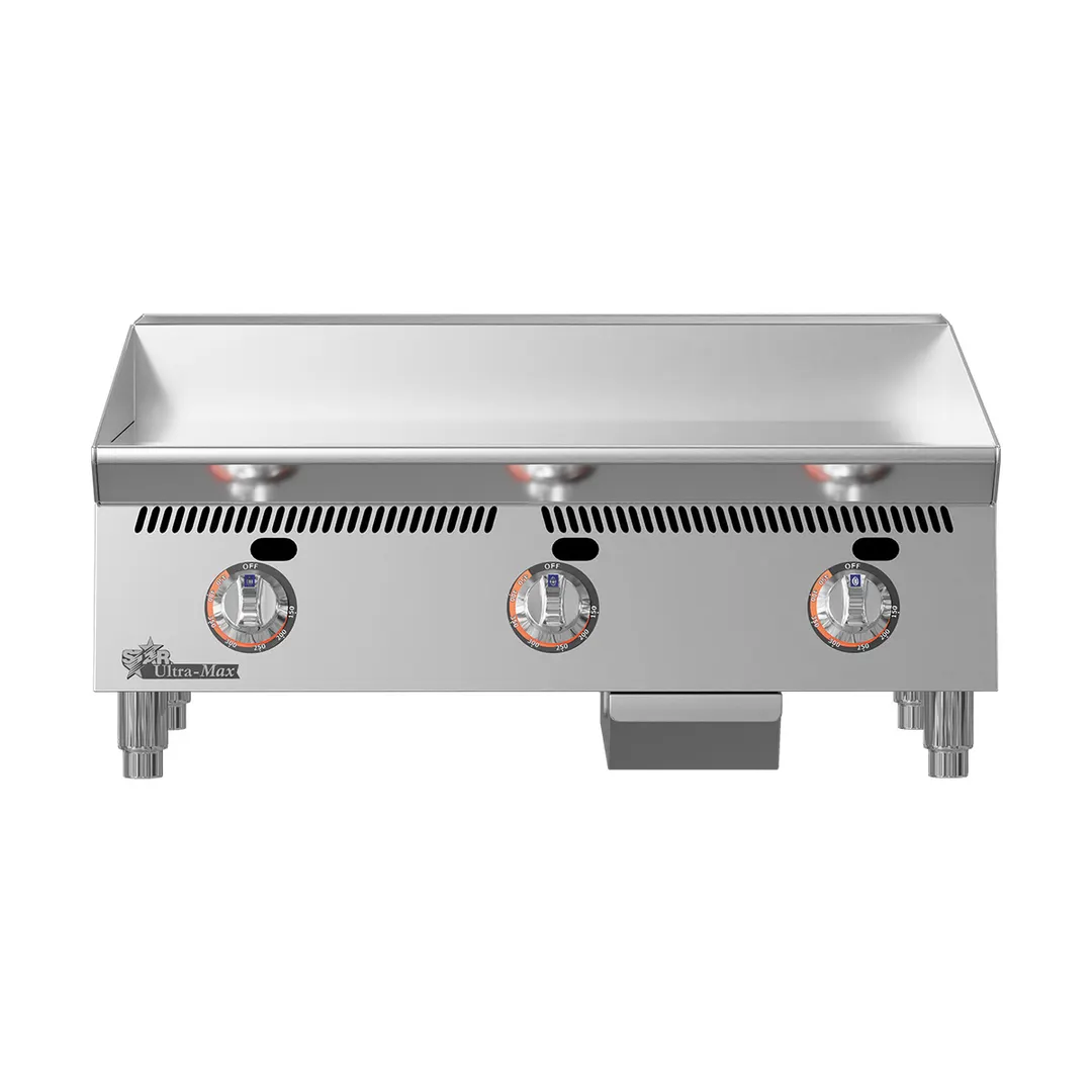 Star 836TA 36" Countertop Gas Griddle with Snap-Action Thermostat, 1" Steel Plate - 90.000 BTU
