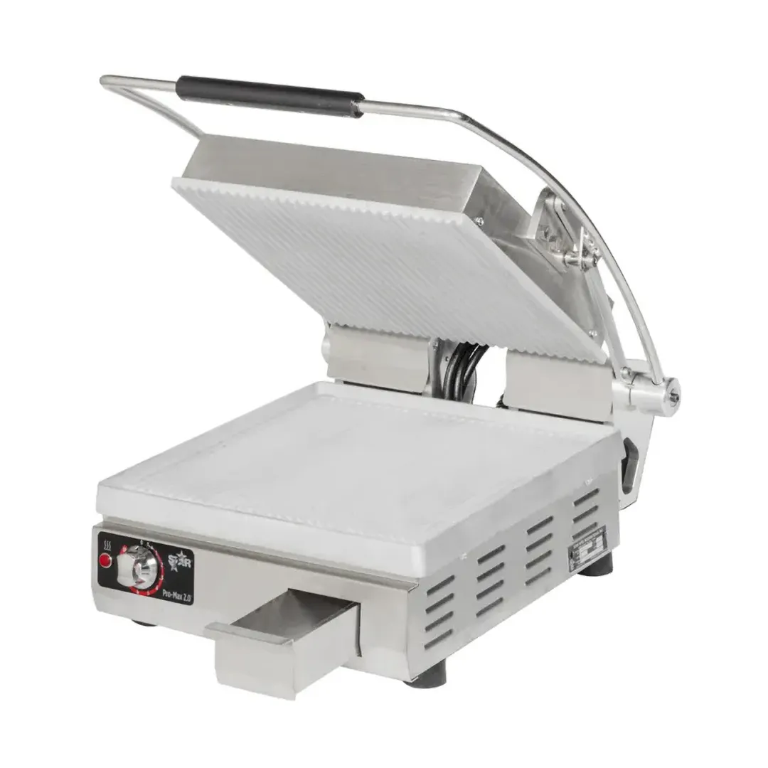 Star PGT14 Single Panini Sandwich Grill with Aluminum Grooved Plates, Manual Controls