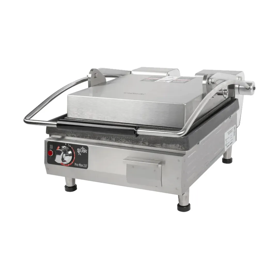 Star PGT14I Single Cast Iron Panini Sandwich Grill with Timer & Grooved Plates, Manual Controls