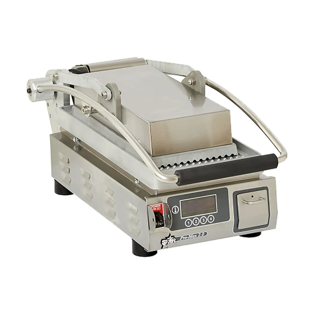 Star PGT7EA Single Panini Sandwich Grill with Aluminum Grooved Plates, Electronic Controls - 120V
