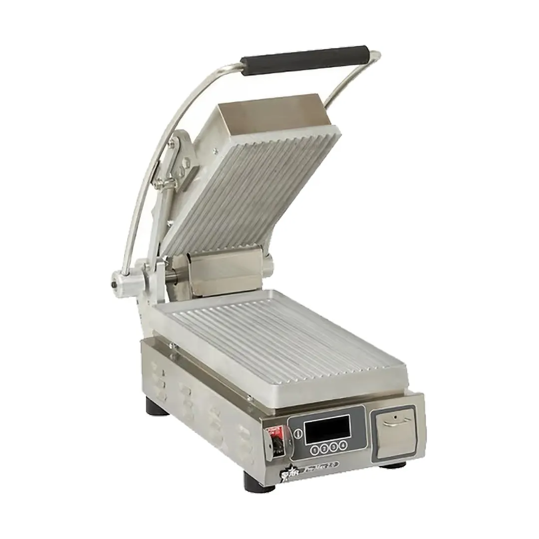Star PGT7EA Single Panini Sandwich Grill with Aluminum Grooved Plates, Electronic Controls - 120V