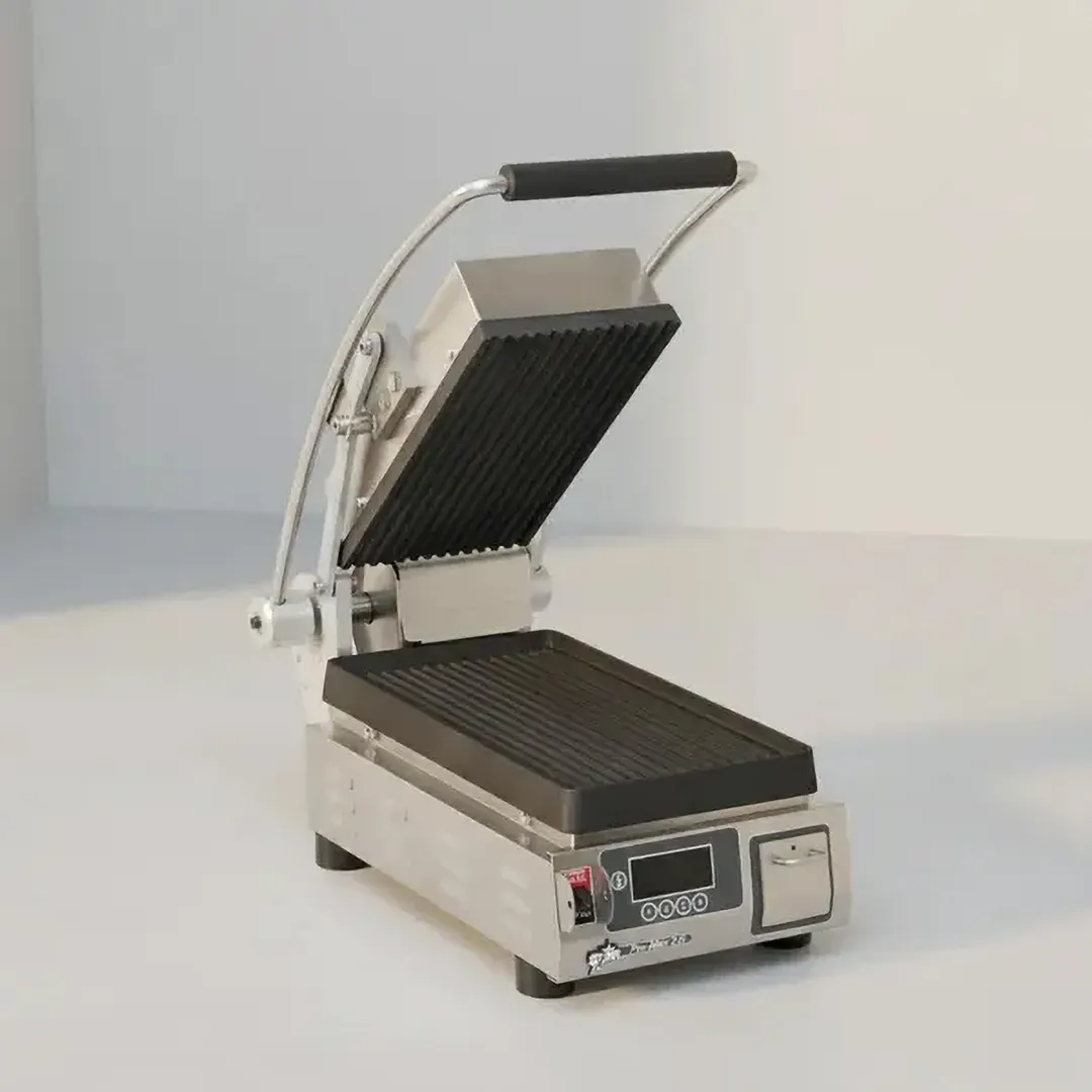 Star PGT7IEA-120V Single Cast Iron Sandwich Grill with Grooved Plates, Electronic Controls - 120V