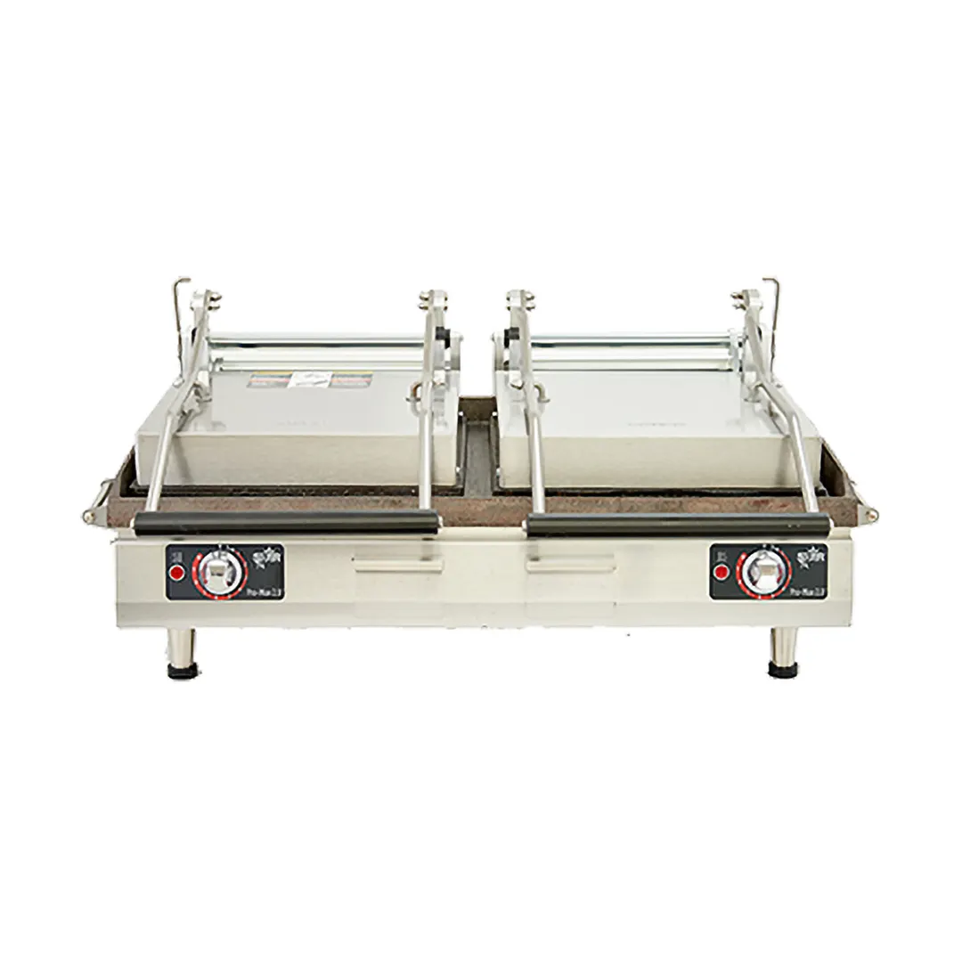 Star PSC28ITGT Double Cast Iron Sandwich Grill with Time, Grooved & Smooth Plates, Manual Controls