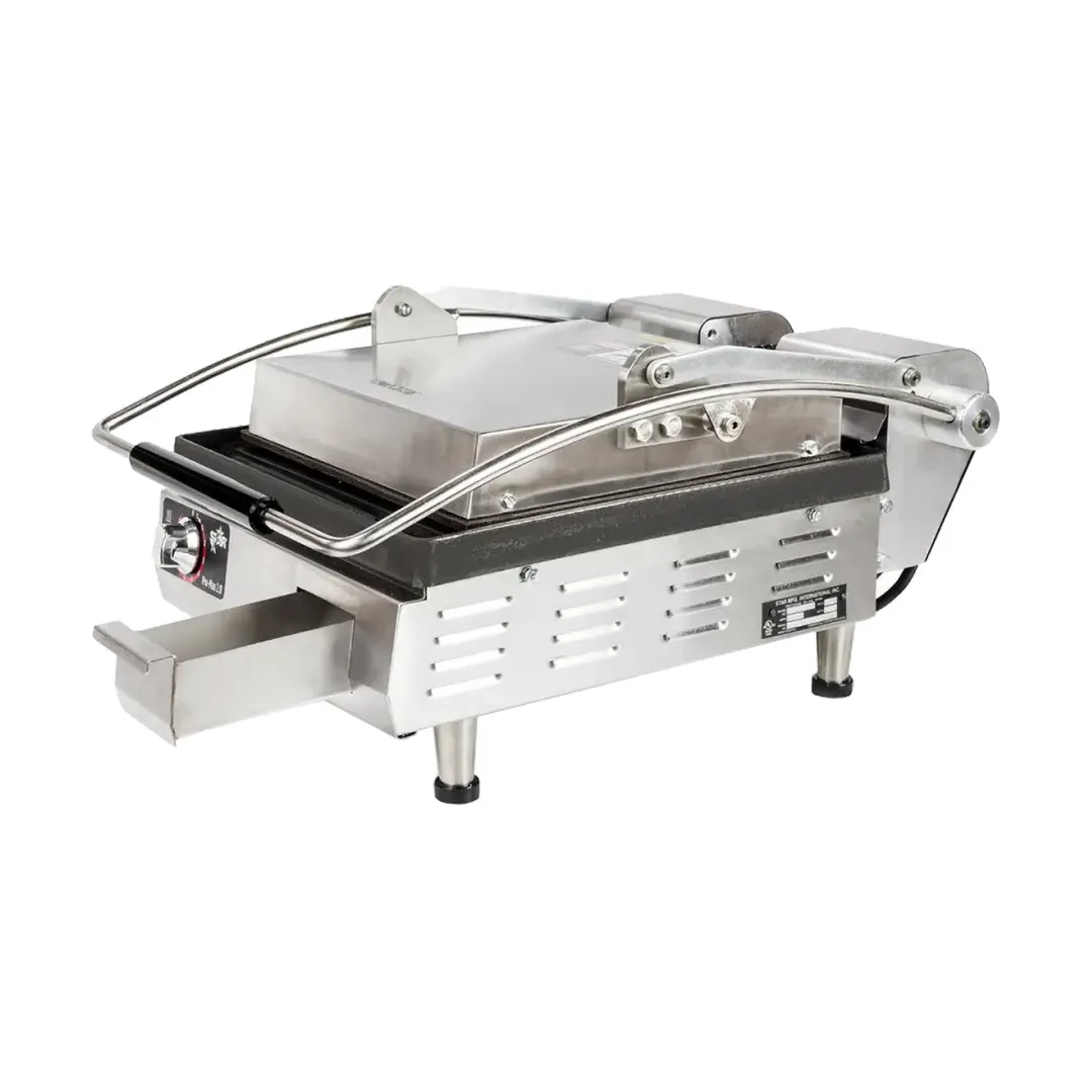 Star PST14I Single Cast Iron Panini Press Grill with Smooth Plates, Manual Controls