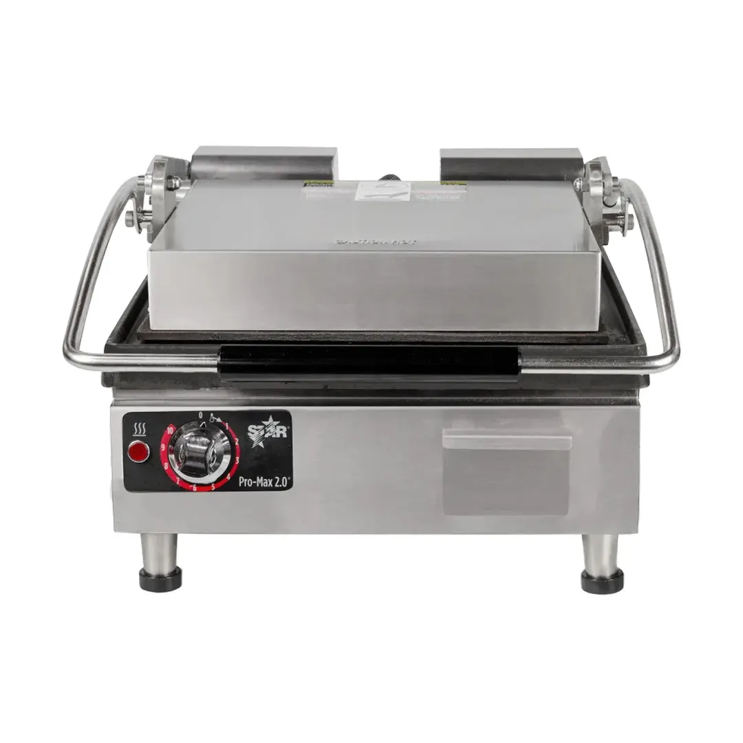 Star PST14I Single Cast Iron Panini Press Grill with Smooth Plates, Manual Controls