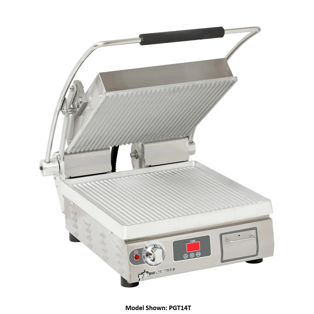 Star PST14T Single Sandwich Press Grill with Timer & Aluminum Smooth Plates, Manual Controls