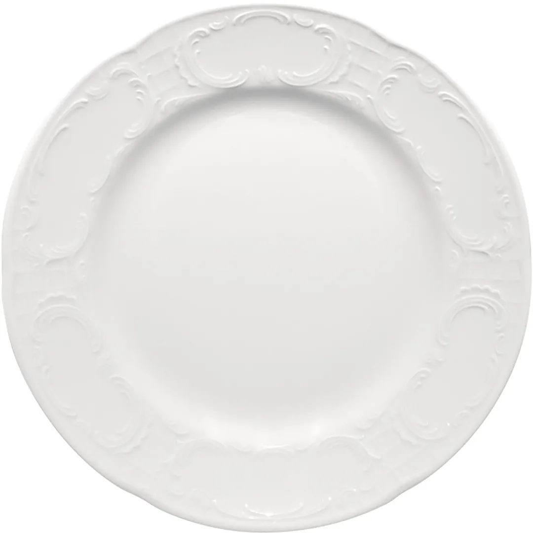 Libbey 657002712000000 Mozart by Bauscher Plate, 10.75" Diameter, Embossed Rim, Porcelain – Case