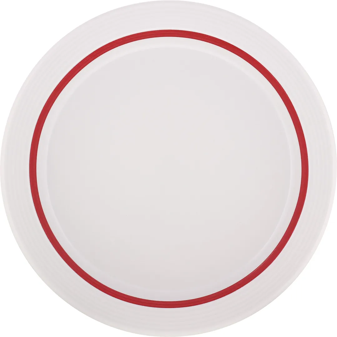 Libbey 680022511425467 Invita Dialog Plate, 10‑1/8" Half‑Deep Round Porcelain, Embossed Rim - Case