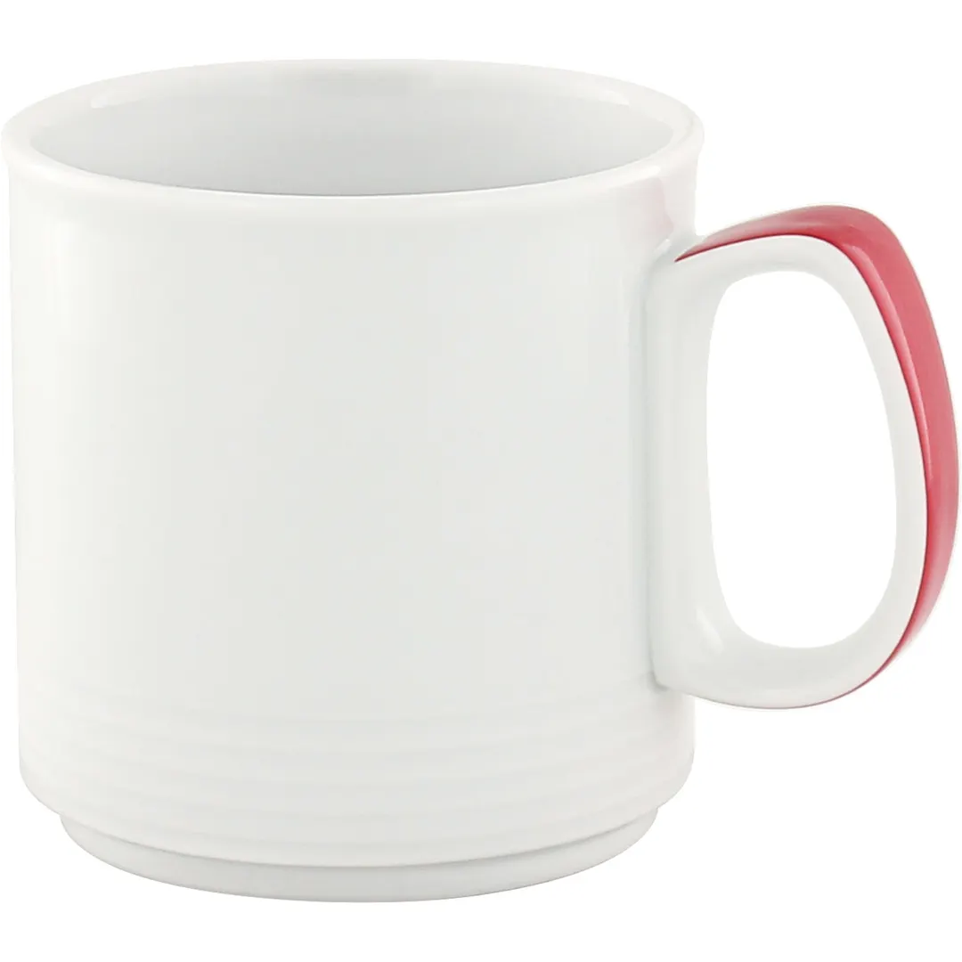 Libbey 680532611490088 Invita Dialog China Mug, 9.1 Oz Stackable Embossed Porcelain, 8-9 Oz Capacity